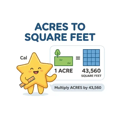 Acres to square feet calculator converting land area to square feet and related units