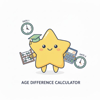 Age Difference Calculator preview showing two birthday inputs and the years–months–days result