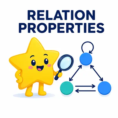 Yellow star mascot inspecting loops and arrows in a binary relation
