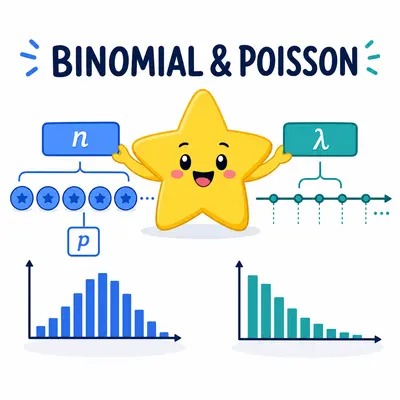 Herramienta de probabilidad binomial y Poisson con gráfico PMF y CDF