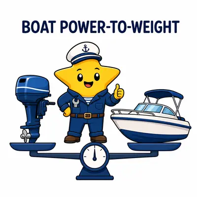 Yellow star sailor with a boat engine and power-to-weight scale
