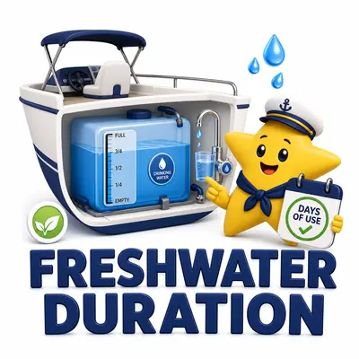 Yellow star sailor beside a boat freshwater tank, level gauge, faucet, and duration calendar