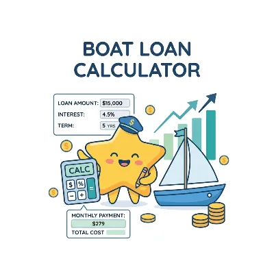 Finance Boat Loan Calculator — Estimate boat payments with down payment, trade-in, taxes, marine fees, APR, term, and amortization schedule.