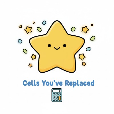Fun cell turnover calculator – charting replaced skin, blood, gut, liver, heart cells and more