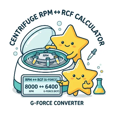 Science centrifuge RPM to RCF g-force calculator for lab protocols