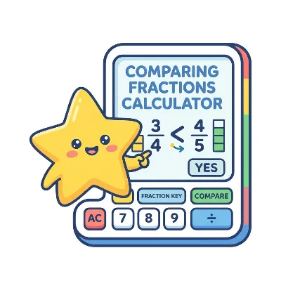 Comparing fractions calculator tool showing greater than less than and equal results