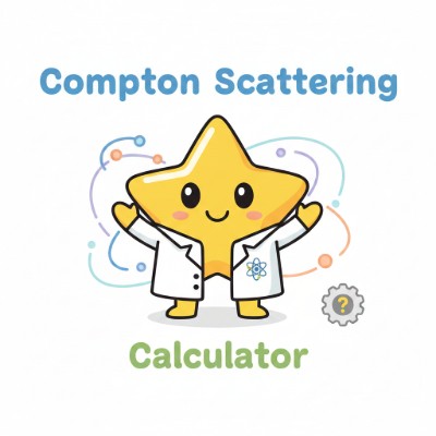 Compton scattering calculator showing photon wavelength shift arrows