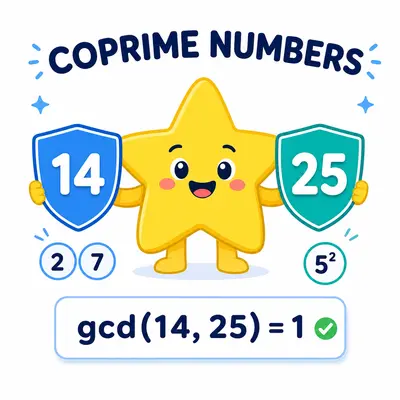Yellow star mascot checking that two numbers are coprime