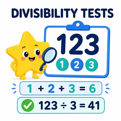 Yellow star mascot applying a digit-sum divisibility test