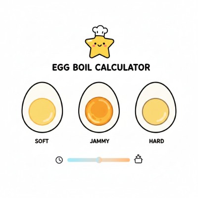 Egg Boil Calculator — Time soft, jammy, or hard eggs from fridge or room temperature.