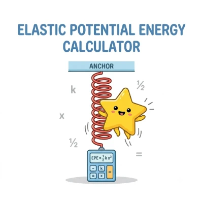 Illustrated elastic potential energy calculator with a hanging spring and star