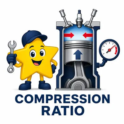 Engine compression ratio calculator with swept and clearance volume diagram