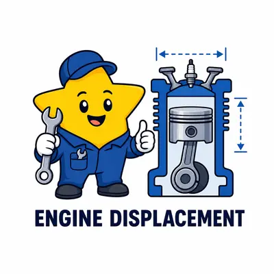 Engine displacement calculator with piston bore and stroke diagram