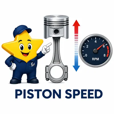 Engine piston speed calculator with piston stroke and tachometer