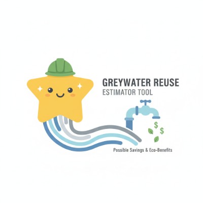 Greywater Reuse Estimator preview with sources, storage, and reuse cards