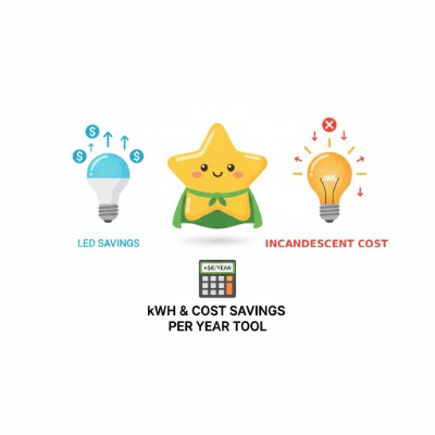 LED vs Incandescent Savings calculator preview