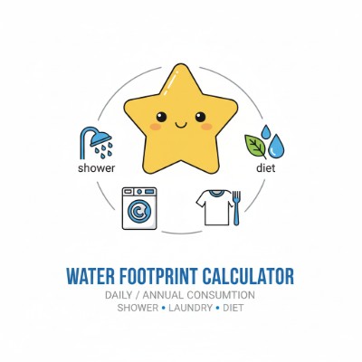 Water Footprint Calculator preview with household and diet cards