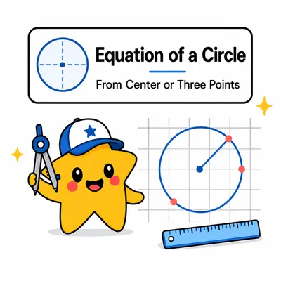 Equation of a circle calculator showing a coordinate circle with center radius and standard equation