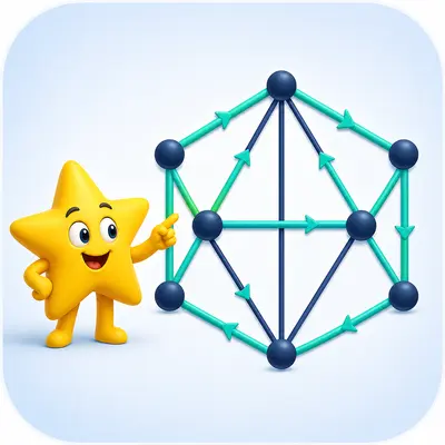Yellow star mascot tracing an Euler circuit through a graph