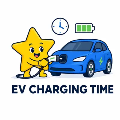 EV charging time calculator for battery size, charger power, and range