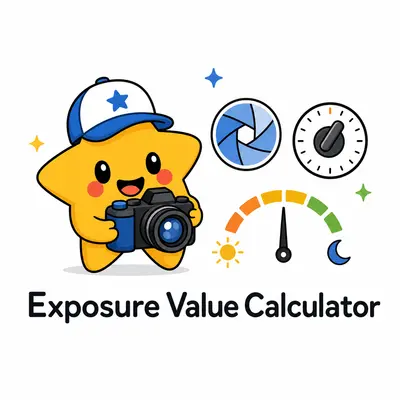 Exposure value calculator for aperture, shutter speed, ISO, and EV