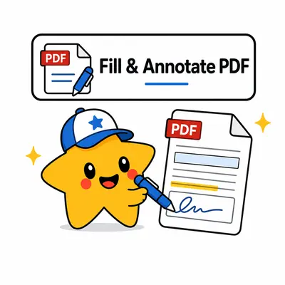 Fill and annotate PDF online tool with text, a checked box, and a visible note