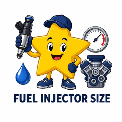 Fuel injector size calculator with injector, pressure gauge, and flow lines