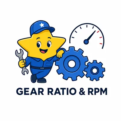 Gear ratio and RPM calculator with gears and a tachometer