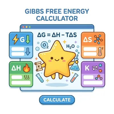 Science Gibbs free energy calculator for delta G enthalpy entropy and equilibrium constant