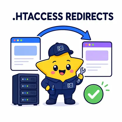 Yellow star server engineer connecting two browser pages with a redirect arrow