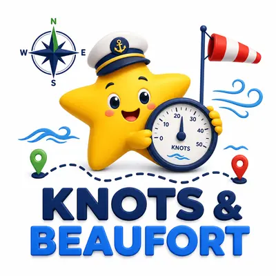 Yellow star sailor with a knots gauge, compass, route, and wind indicator