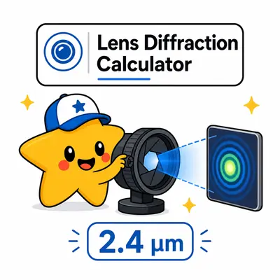 Camera aperture projecting an Airy diffraction pattern onto a sensor pixel grid
