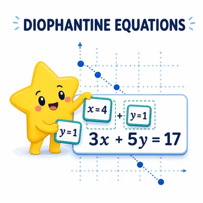 Yellow star mascot solving a linear Diophantine equation over the integers