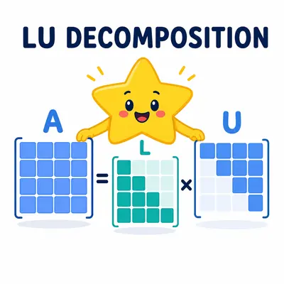 LU decomposition calculator showing lower-triangular and upper-triangular matrix factors