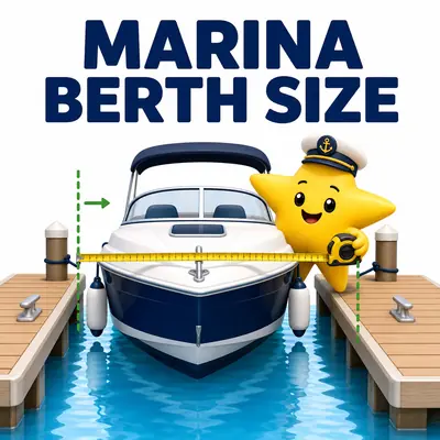 Yellow star harbor master measuring boat clearance inside a marina berth