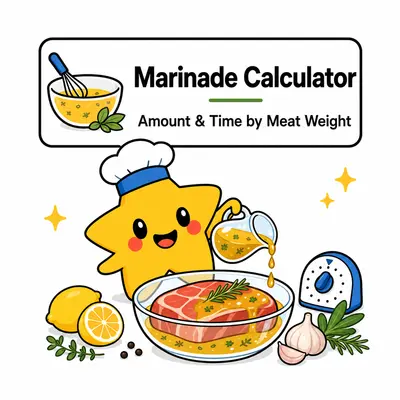 Marinade Calculator — Calculate marinade amount and marinating time by meat weight.