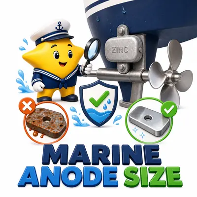 Yellow star sailor inspecting a zinc sacrificial anode protecting a boat propeller shaft
