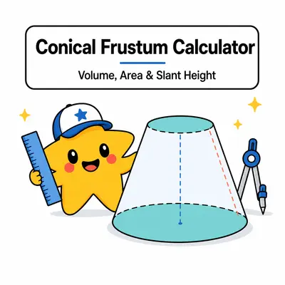 Conical frustum calculator for volume surface area and slant height