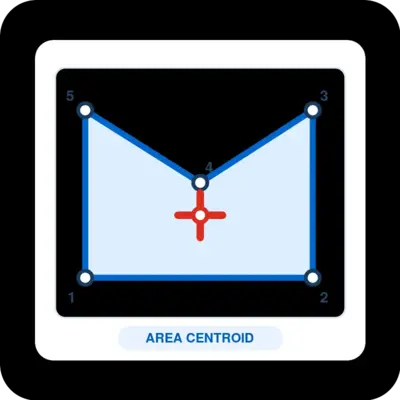 Geometry polygon centroid calculator showing a concave coordinate polygon and its area centroid