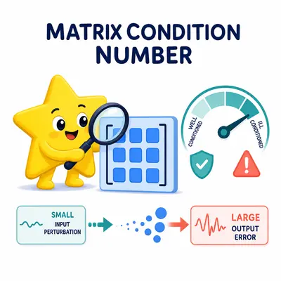Yellow star mascot measuring matrix sensitivity and numerical stability