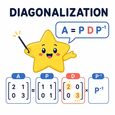 Yellow star mascot demonstrating matrix diagonalization