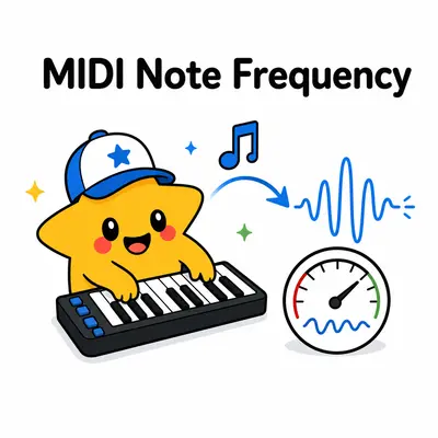 MIDI note to frequency calculator for notes, Hertz, and cents