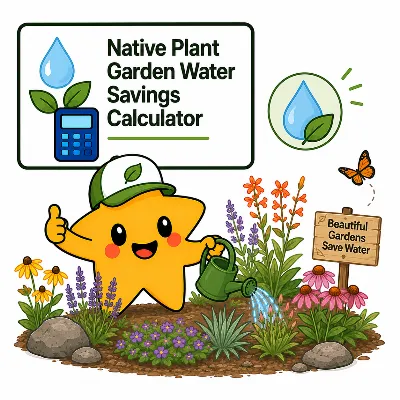 Environment native plant garden water savings calculator comparing lawn irrigation to mature native planting water needs