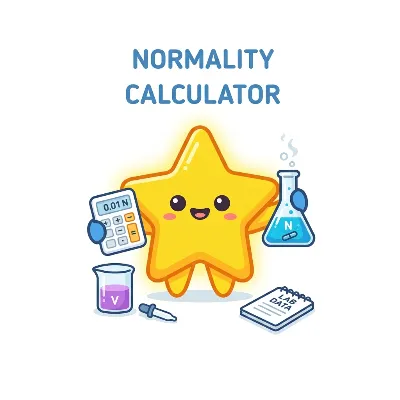 Science normality calculator screenshot for molarity conversion, equivalent weight, and chemistry solution prep