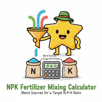 NPK Fertilizer Mixing Calculator — Blend multiple fertilizer sources to reach a target N-P-K ratio.