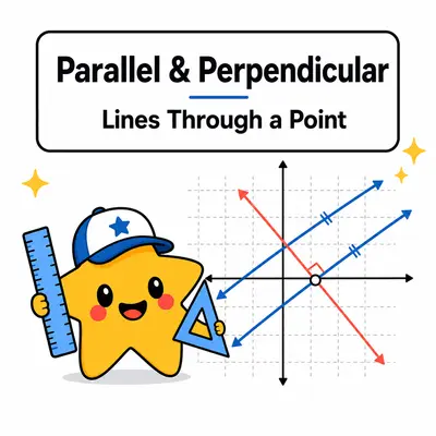 Parallel and perpendicular line calculator graph with two parallel lines and a perpendicular through a point