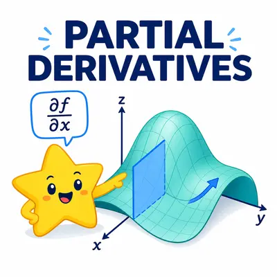 Yellow star mascot showing a directional slice through a multivariable surface