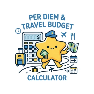 Per diem and travel budget calculator for daily allowance, meals, and lodging