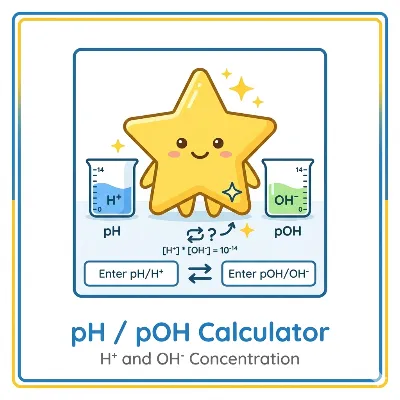 Science pH pOH calculator converting hydrogen and hydroxide concentration