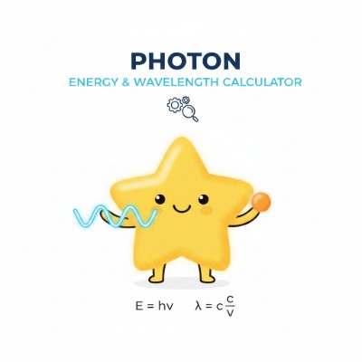 Photon energy and wavelength calculator showing E = hf and λ = c/f results across units